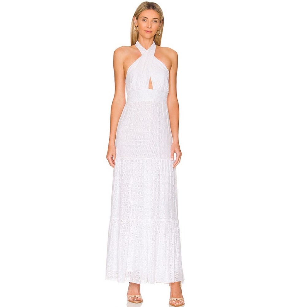 Alice + Olivia Lyndon Cross Front Maxi Dress in White